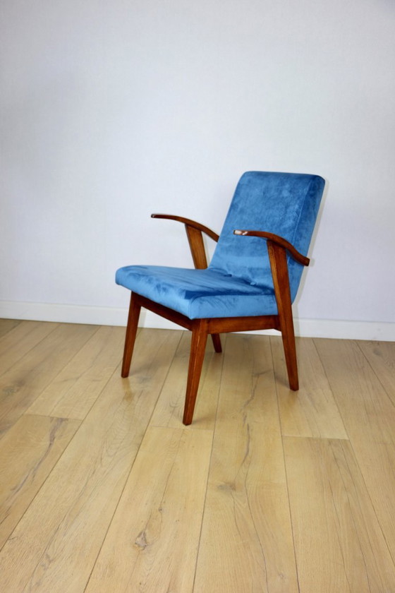 Image 1 of Vintage armchair 300-123, design by M. Puchała, blue sea - 2 pieces available