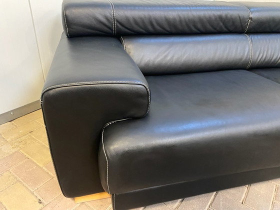 Image 1 of Callia Italia Black Leather Corner Sofa – Adjustable Headrests – Ultimate Comfort