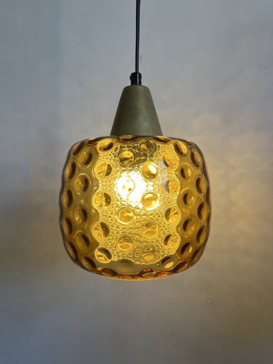 Image 1 of Carl Fagerlund For Orrefors Sweden Amber Pendant Ceiling Lamp