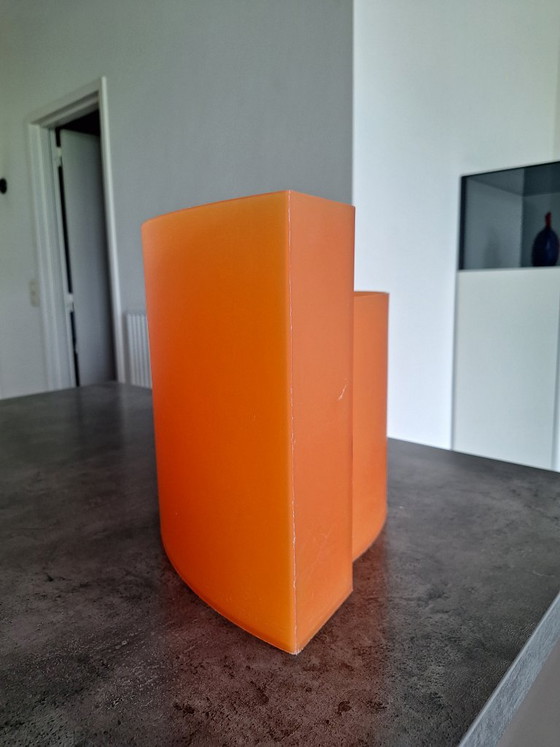 1991 Wave Magazine Rack - Design by Maier-Aichen for Authentics (Italy), Plastic, Orange, Modern (photo 2 of 10)