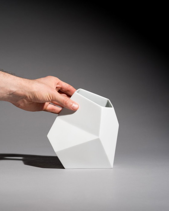 Image 1 of Vaso in porcellana bisquit Rosenthal TRIO di Achim Haigis Scultoreo e Geometrico