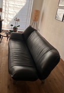Zwarte leren Leolux bank Tango, 2,5 Zita