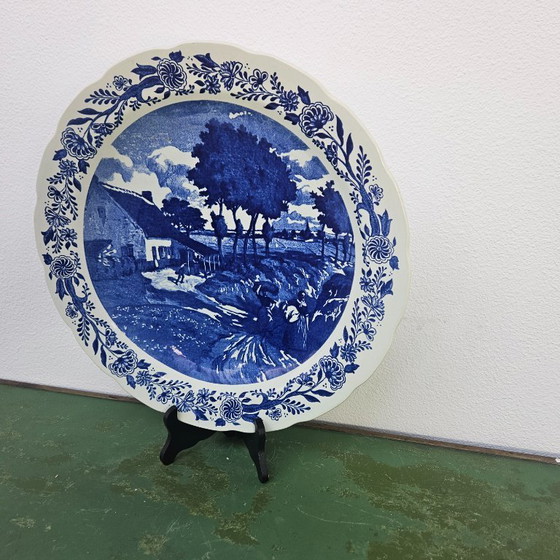 Image 1 of Grande piatto decorativo da parete in porcellana di Delft. Piatto da parete in porcellana di Delft Boch