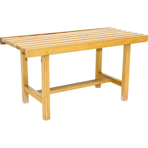 Banc vintage minimaliste en pin, Suède 1970