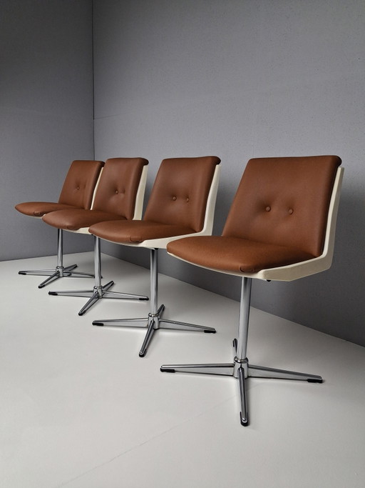4 x Vintage Design Swivel Chairs by Jean-Paul Emonds-Alt, Belgium 1970s