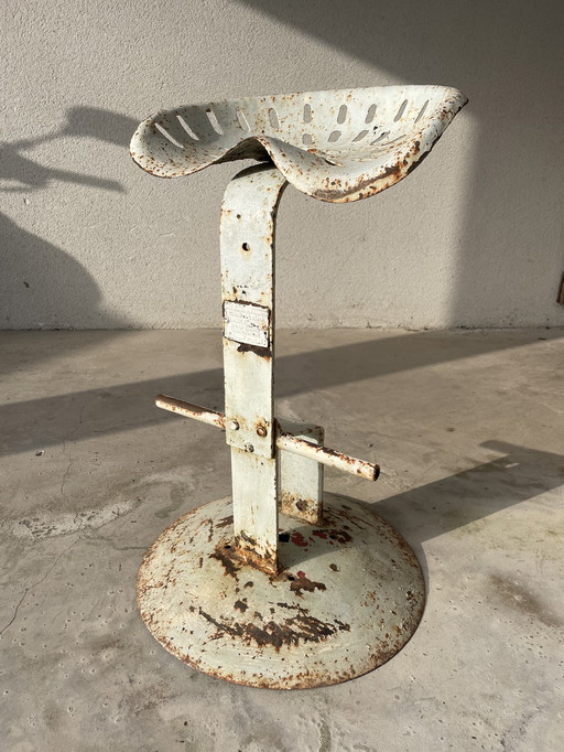 Vintage industrial stool - French stamped manufacture