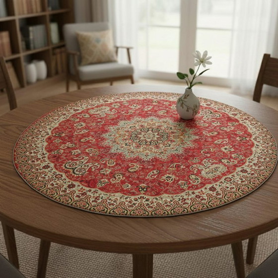 Image 1 of Handgemaakt oosters tafelkleed, zeer fijn vervaardigd van zijden draden, 75 x 75 cm