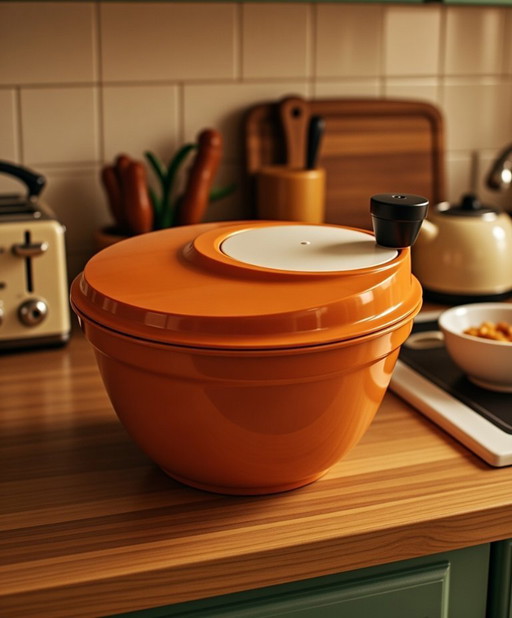 (W010) Vintage Moulinex Salatgirlande 313.0.00 – Orange, in sehr gutem Zustand (1970er Jahre)