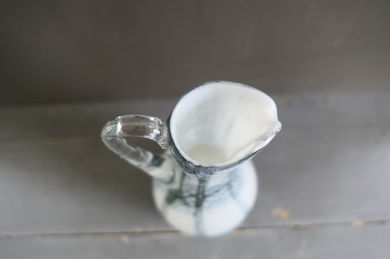 Image 1 of Vintage Glazen Vaas Wit Grijs