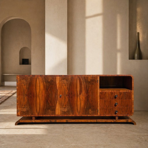 Sideboard/Schrank aus Walnussholz im Art-déco-Stil, 1930er–1940er Jahre, Mitteleuropa
