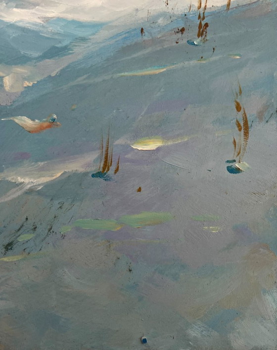 Image 1 of Original Oil Painting Winter Forest Landscape Rest in the winter forest
