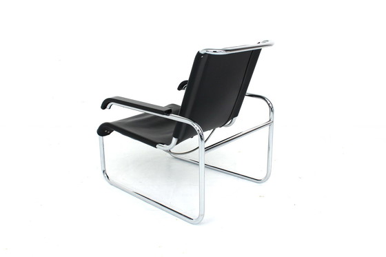 Image 1 of 1A Restored, Early Edition Marcel Breuer B35 / S35L Lounge Chair / Cantilever Chair for Thonet, Leather and Chrome, 1 of 2