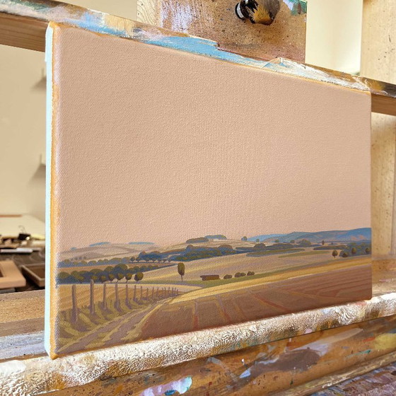 Image 1 of Flowing Fields, unique painting, hand-painted one-of-a-kind piece, 30 x 20 cm, acrylic paint on canvas