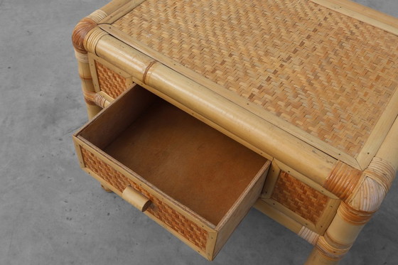 Image 1 of Cómoda o mesilla de noche italiana de bambú y mimbre de los años 70