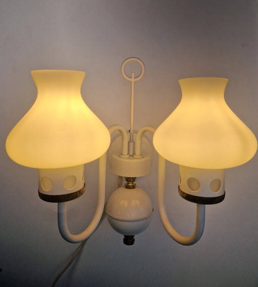 Rare Mid-Century Czech Lighting Set – 6-Arm Chandelier + Wall Lamp by Drukov, 1960s