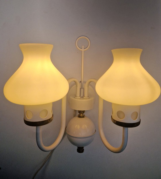 Image 1 of Rare Mid-Century Czech Lighting Set – 6-Arm Chandelier + Wall Lamp by Drukov, 1960s