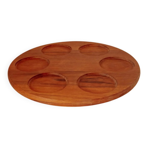 Drehbare Aperitifplatte "Lazy Susan" aus Teakholz