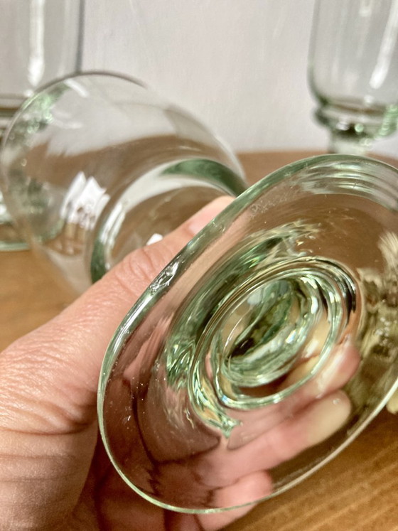 4 calici in vetro soffiato artigianale con sfumatura verde, Bicchieri e caraffe (foto 7 di 12)