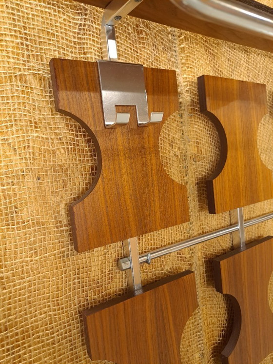 Image 1 of Porte-manteau mural en teck avec crochets chromés, n° 20