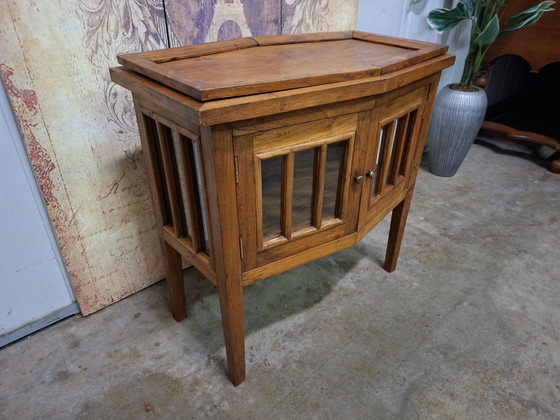 Image 1 of Teak tea cabinet, display cabinet, whiskey bar, wine table with removable serving tray. Dimensions: 78x50cm and 75cm high.
