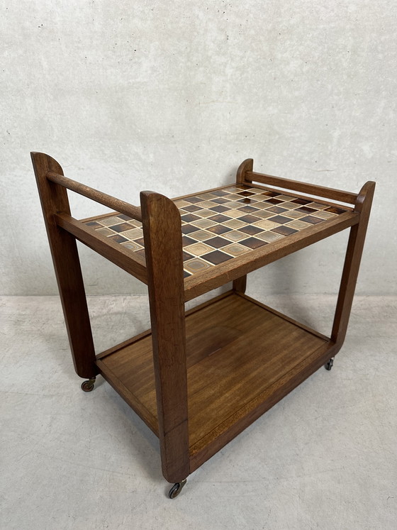 Image 1 of Carrello di servizio Art Déco in rovere e ceramica