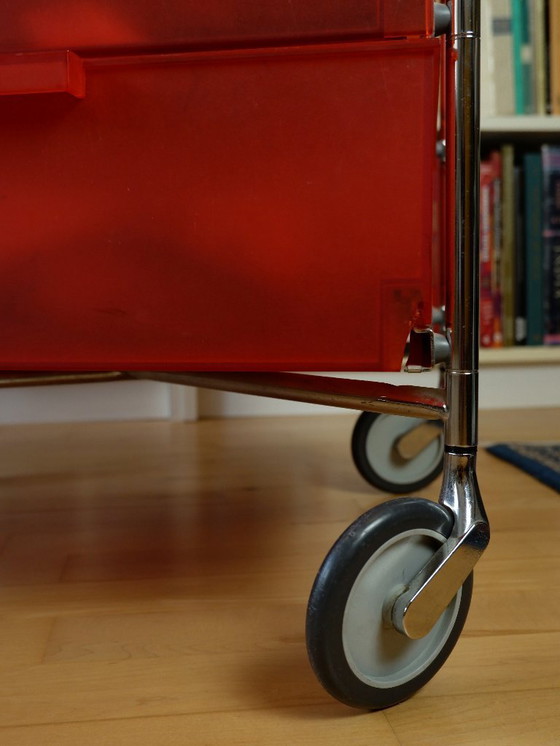 Image 1 of Contenitore Kartell Mobil 3 in rosso di Antonio Citterio