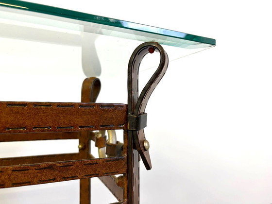 Hermes Style Console, 1970s – Glass, Leather (photo 10 of 10)