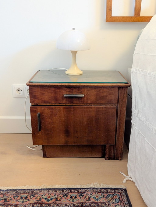 Art Deco nachtkastjes 2x vintage nachtkastje