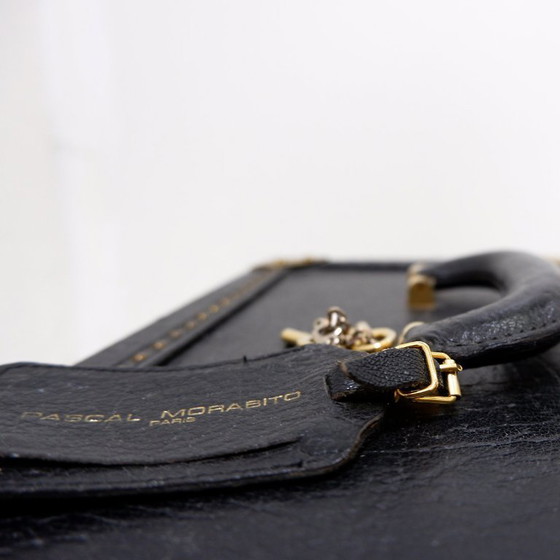 Image 1 of Beauty Case Vintage en Cuir Noir, Pascal Morabito - Années 1980
