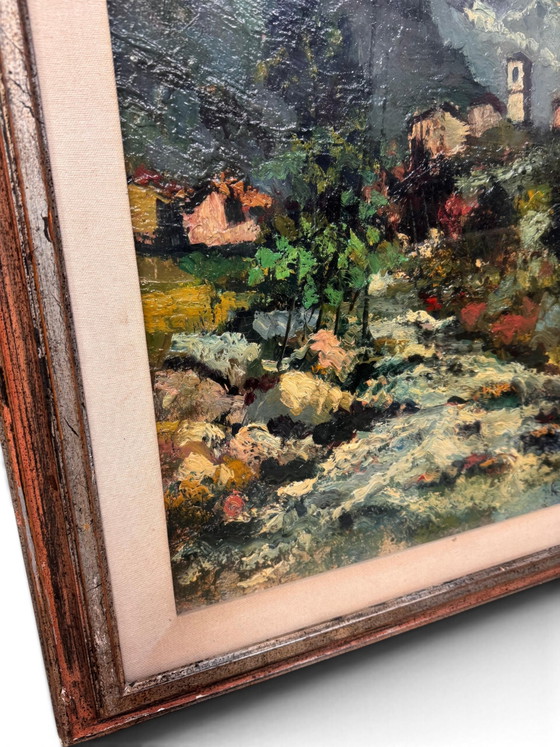 Italian 1950s Oil on Canvas – Paintings & Drawings, Textile, Wood (photo 4 of 6)