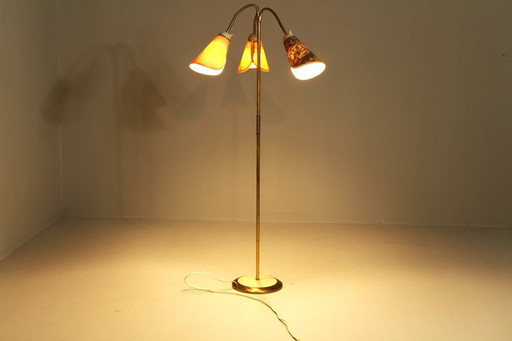 Italian Brass Three Light Floor Lamp, 1960s