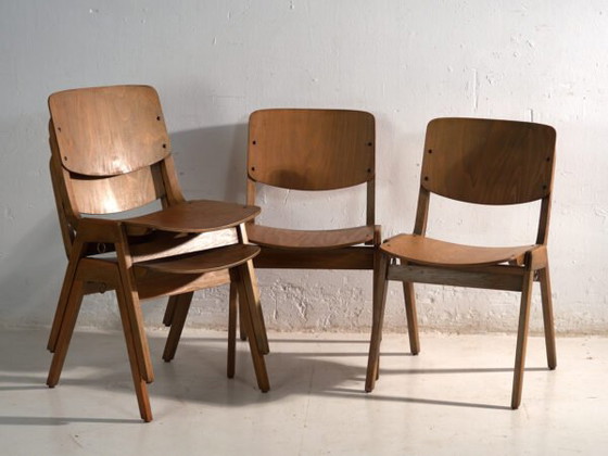 Vintage Thonet dining chairs (c.1950). Set of 4 pieces (photo 37 of 40)