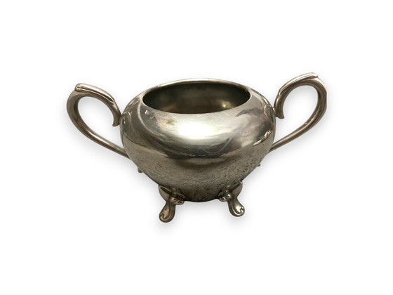Image 1 of Antieke suiker- en melkkan set in art nouveau stijl uit de jaren 1920, Nederlands, verzilverd, van Daalderop & Sons.