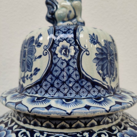 Image 1 of Antieke Vintage Vaas Dekselvaas Porselein Petrus Regout Maastricht Porselein  