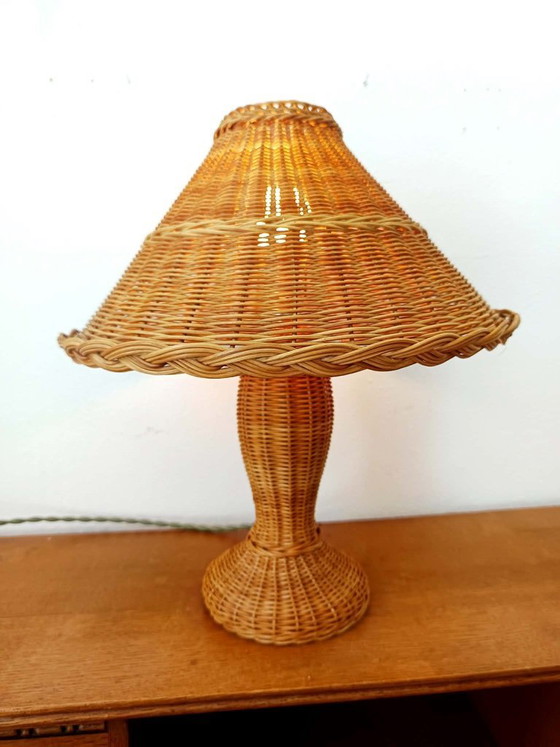 Image 1 of Vintage rattan lamp circa 1970