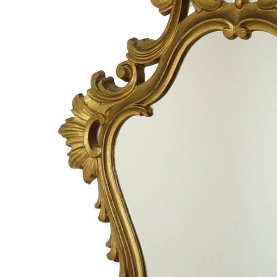 Image 1 of Italienischer klassischer, mit Wappen verzierter Spiegel, Gold, Barock, Rokoko, 57 cm