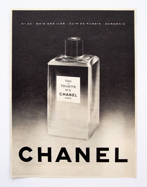 Originele Vintage Chanel Eau de Toilette No. 5 Reclameposter 1960 / Niet ingelijst / 32x24cm / Goede staat / Geen herdruk