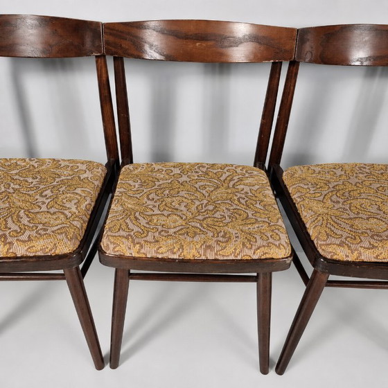 Image 1 of Vintage stoelen van beukenhout en stof, jaren 60, set van 5