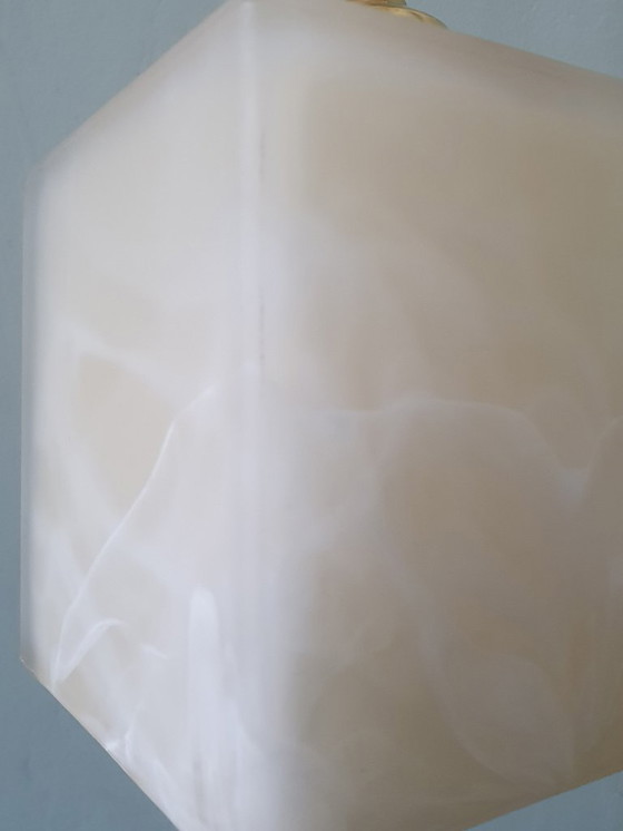 Image 1 of 2 Mid-Century Square Glass Clouded Alabaster Lamps