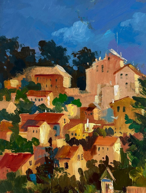 Image 1 of Original Oil Painting Summer City Landscape Streets that hide stories and dreams
