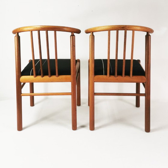 Set of 6 teak chairs, Mid-Century, Denmark, 1970s. – Dining chairs, Textile, Wood (photo 15 of 18)