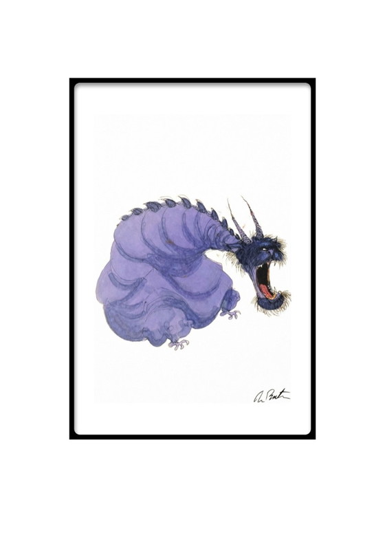 Image 1 of TIM BURTON - Untitled - (The Cyclops of Lavender Smoke) - Officiële gesigneerde gelimiteerde print -20X30cm