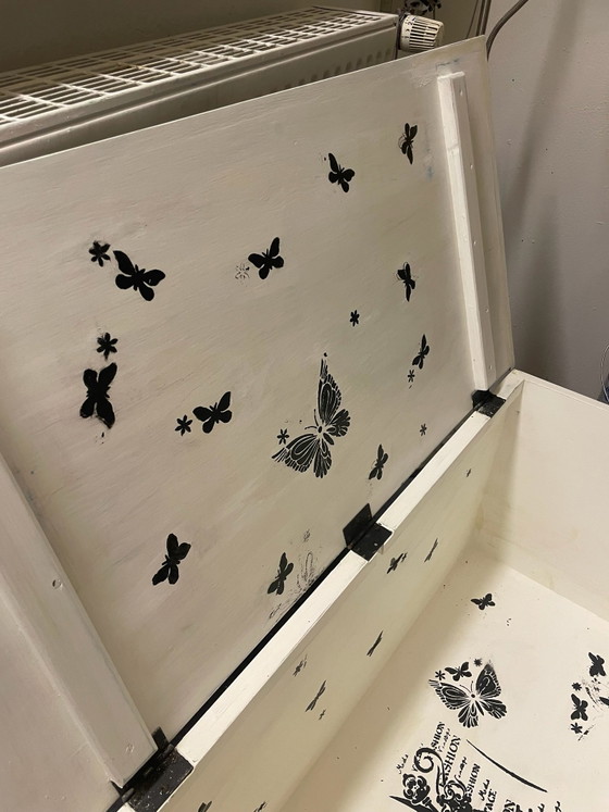 Vecchia Cassa Contadina XXL, Bianco Antico, Vintage Shabby Chic, Pezzo Unico, Armadi contenitori, Legno (foto 11 di 11)