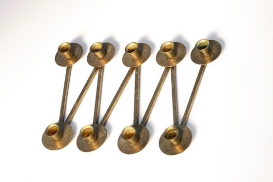 Image 1 of Small Lars Holmstrom Margareta candelstick in brass for Arvika- Sweden - 1940's