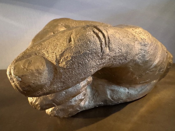 Image 1 of VINTAGE GRÓTE HANDGEMAAKTE HAND GOUD KUNSTACADEMIE 