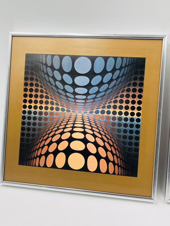 Image 1 of Set of 2 framed folios by V. Vasarely
