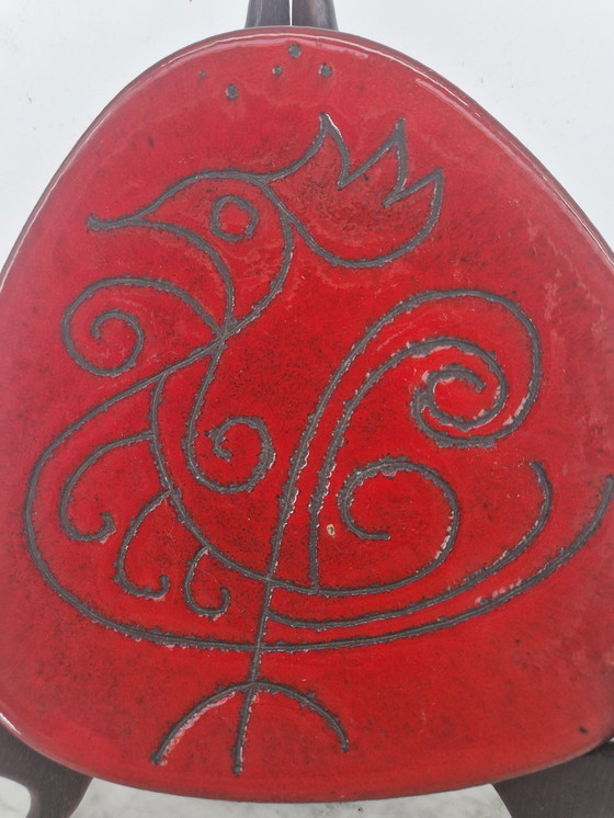 Image 1 of André Freymond keramische schaal | Model 9120 | Gestileerd vogelmotief | jaren 1950/60