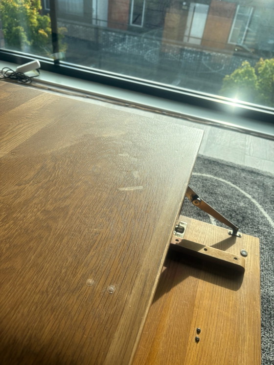 Tavolo con cassetti, Tavolini da caffè, Metallo, Legno, Marrone (foto 5 di 5)