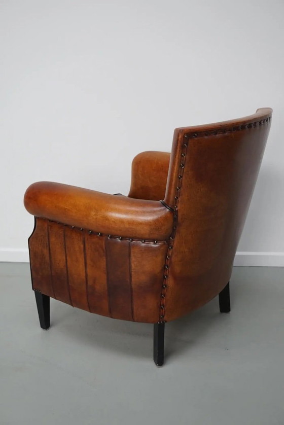 Image 1 of Vintage Nederlandse leren clubfauteuil in cognackleur