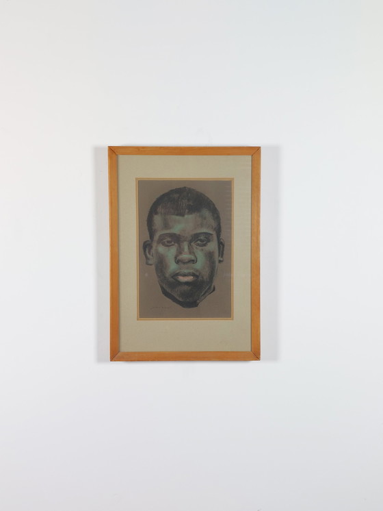 Image 1 of Vintage pastel painting, portrait, passe-partout, John C. Bullen, 1988